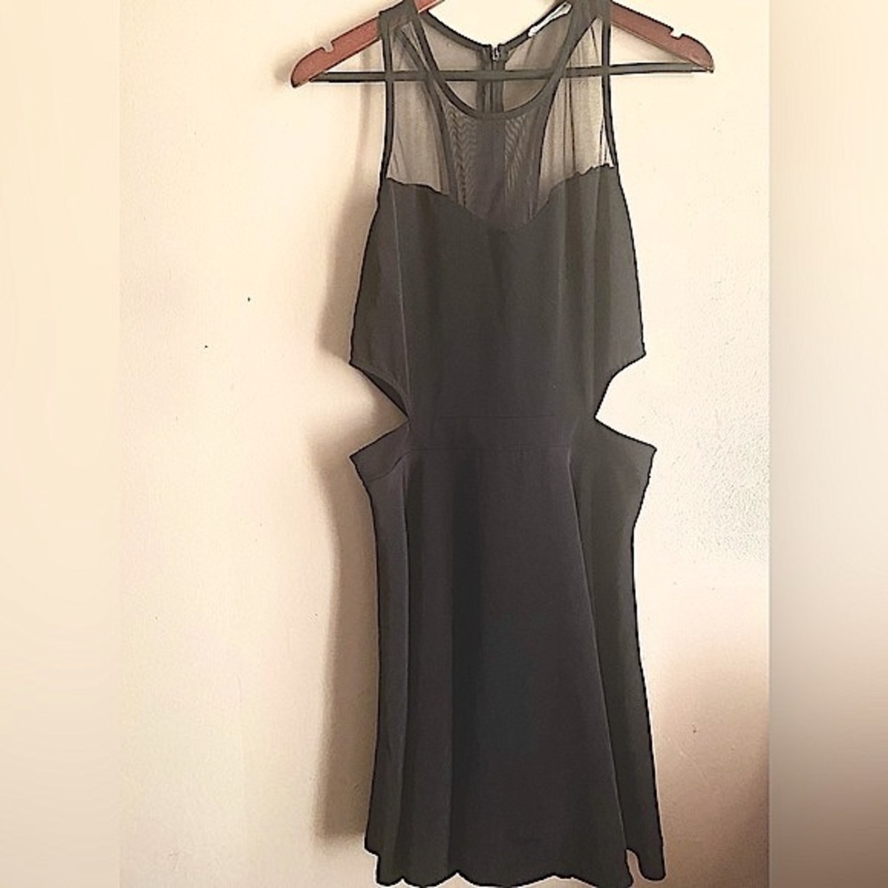 Urban Outfitters + Lush: Mesh Inset Skater Dress | Black  | Size L